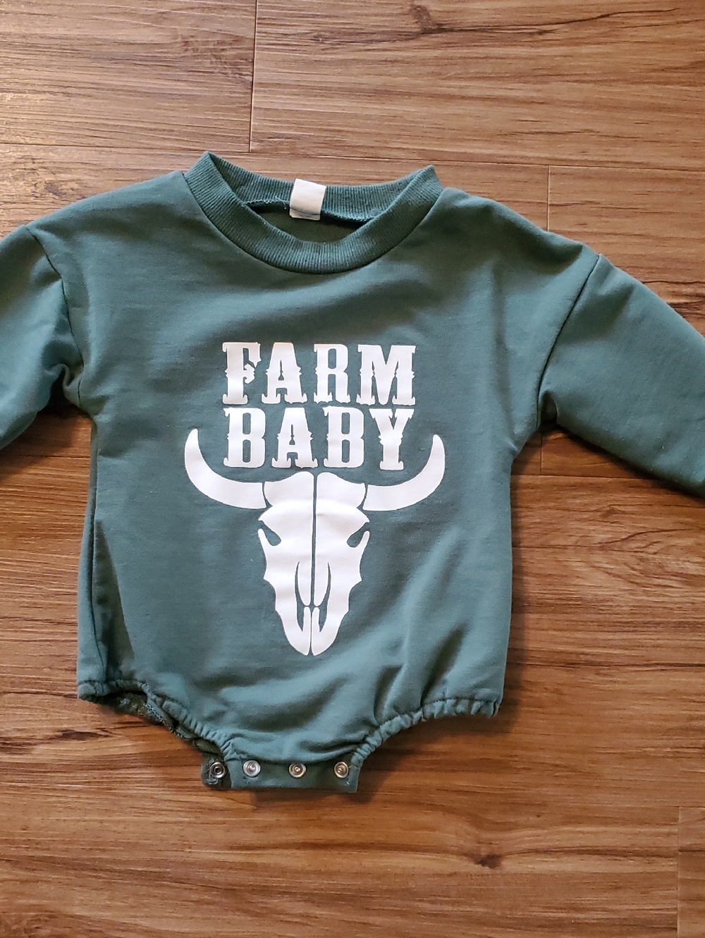 Green "Farm Baby" Graphic Bodysuit
